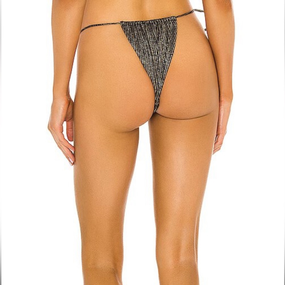 NWT 👙MONICA HANSEN GOLD STRIPE TIE SIDE BIKINI BOTTOM👙